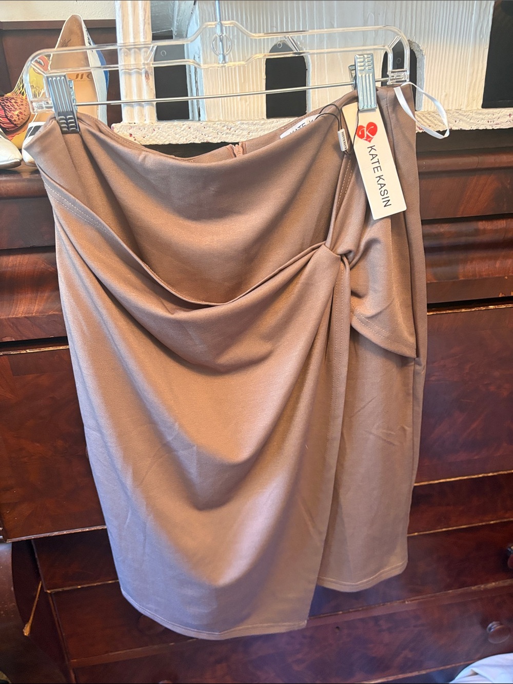 Kate Kasin XL Taupe Draped Women’s Skirt NWT